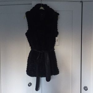Black faux fur vest